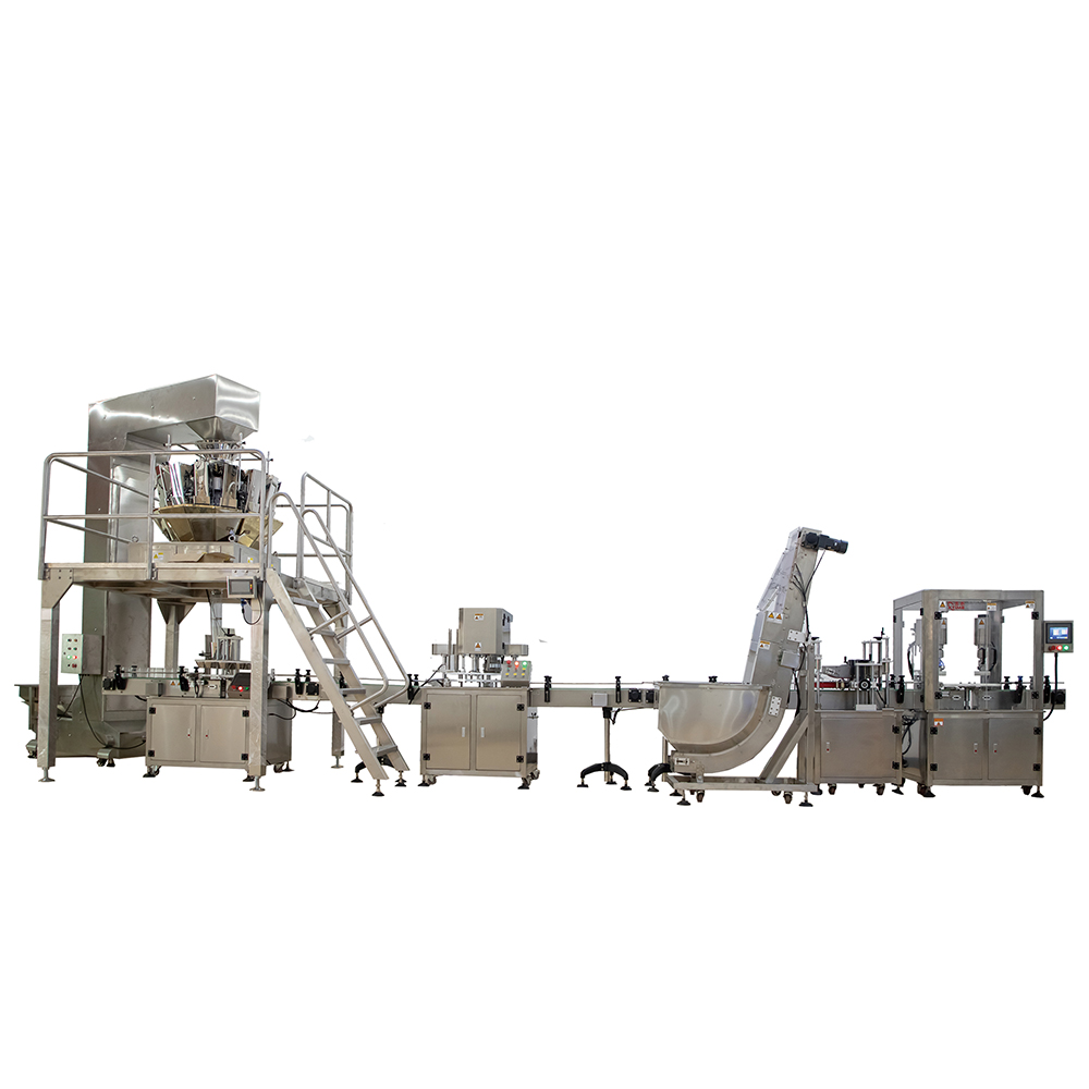 組合秤+封罐機+提升機+旋蓋機(圖1) 組合秤+封罐機+提升機+旋蓋機(圖1)